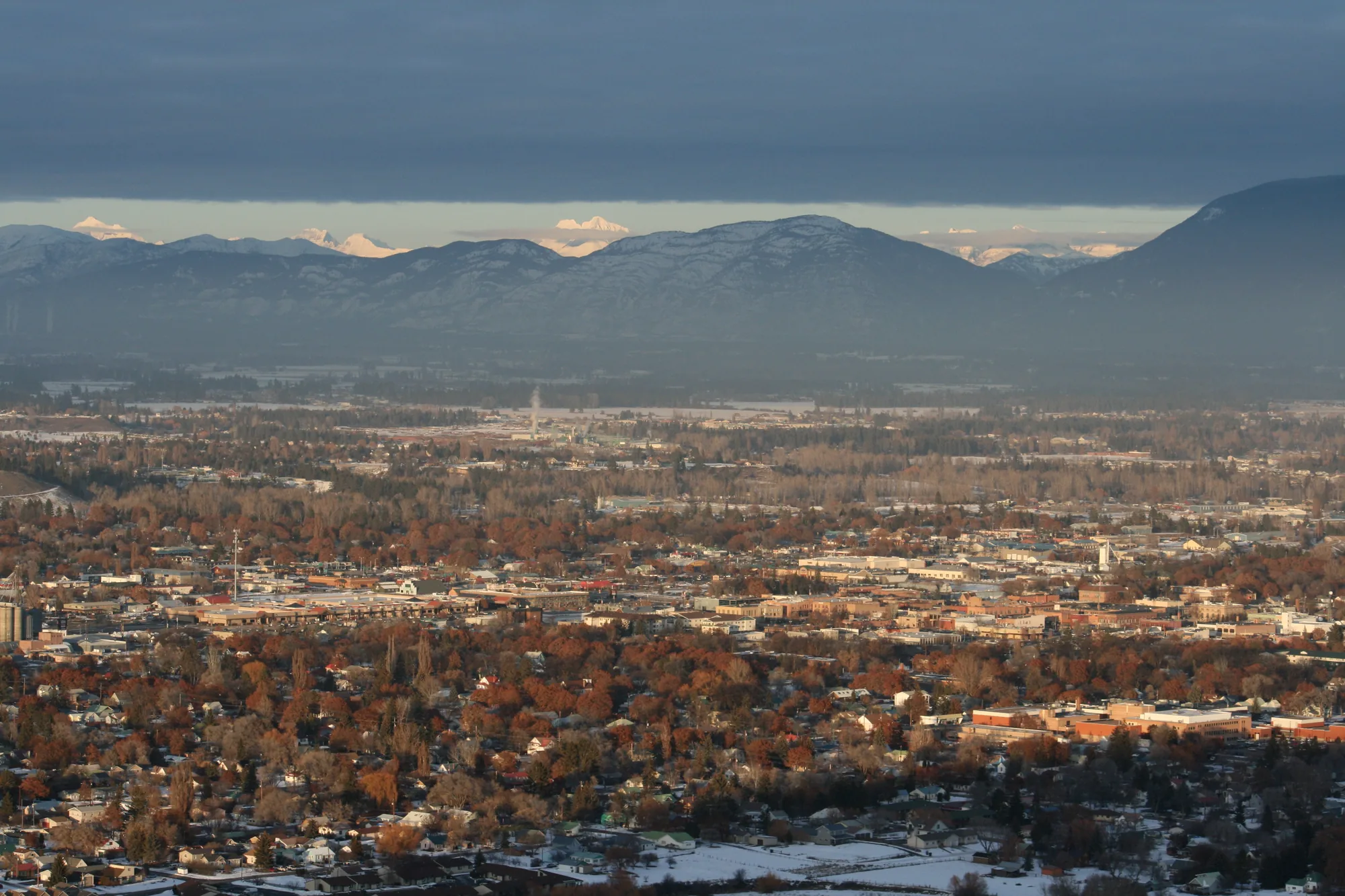 Kalispell viewed across the Flathead Valley toward Glacier National Park